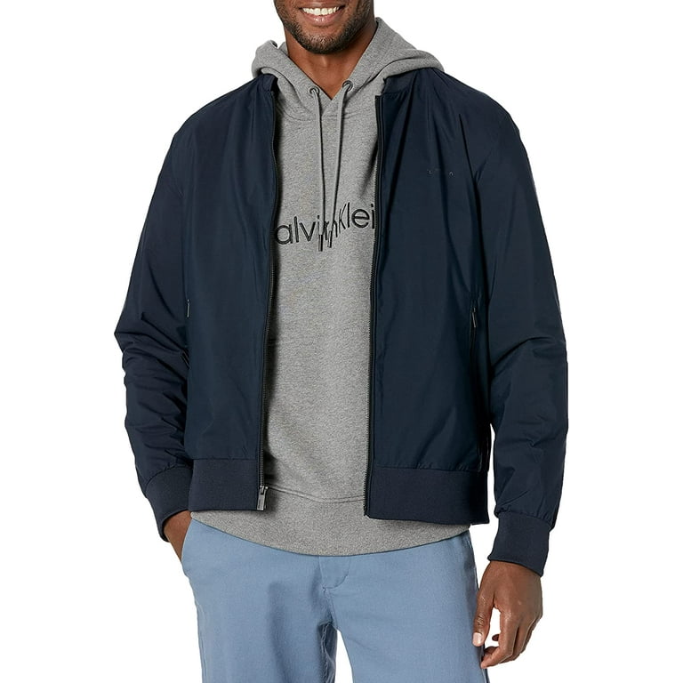 Calvin Klein Mens Matte Logo Zip Bomber Jacket XX-Large Sky Calvin Klein Mens Matte Logo Zip Bomber Jacket XX-Large Sky