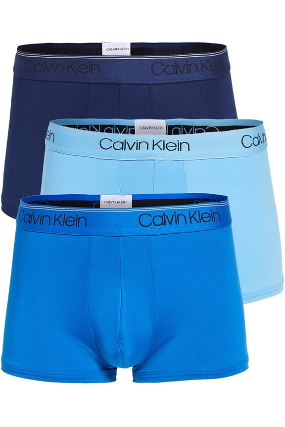 Mens Microfiber Stretch Multipack Low Rise Trunks Medium Blue