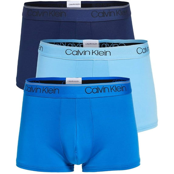 Calvin Klein Mens Microfiber Stretch Multipack Low Rise Trunks Medium Blue