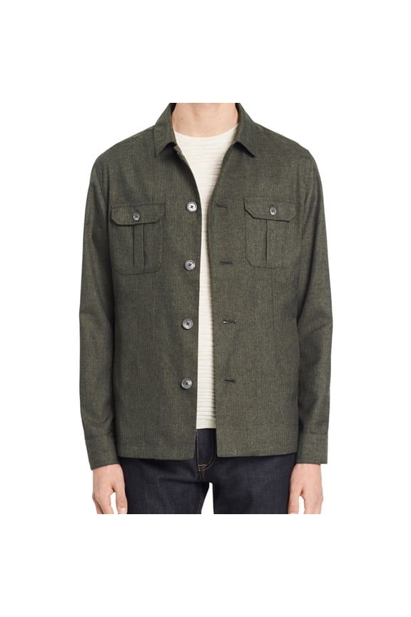 Mens Military Shirt Jacket, Green, Large