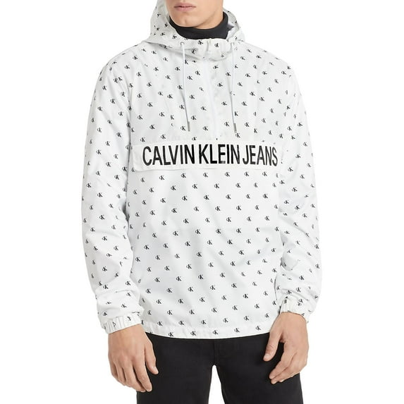Calvin Klein Mens Monogram Jacket, White, X-Large