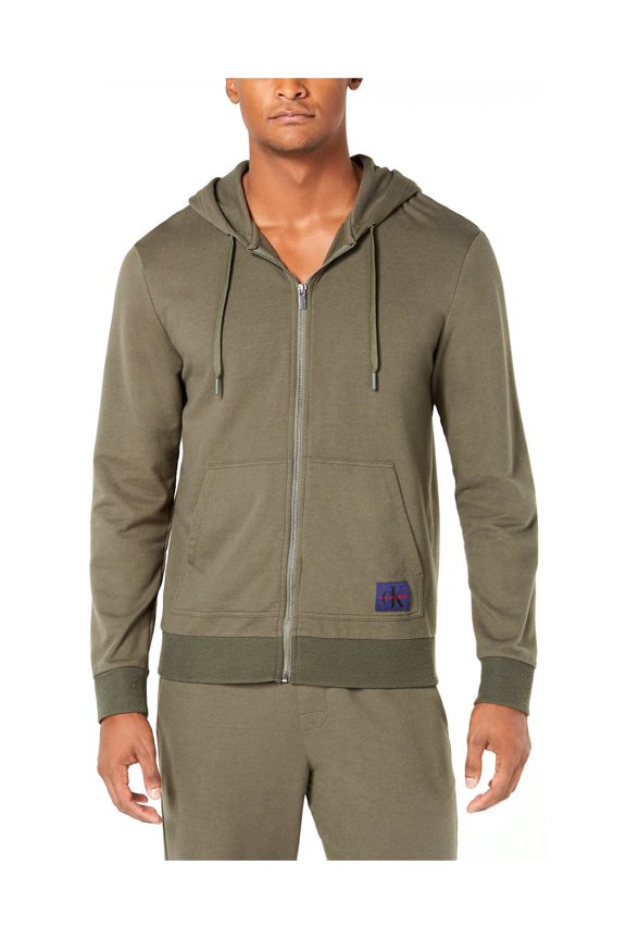 Mens Monogram French Terry Hoodie Sweatshirt Small Green