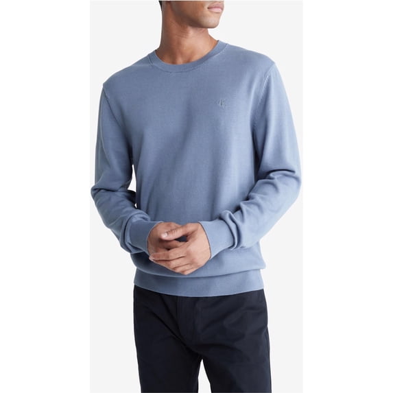 Calvin Klein Mens Monogram Logo Pullover Sweater, Blue, XX-Large