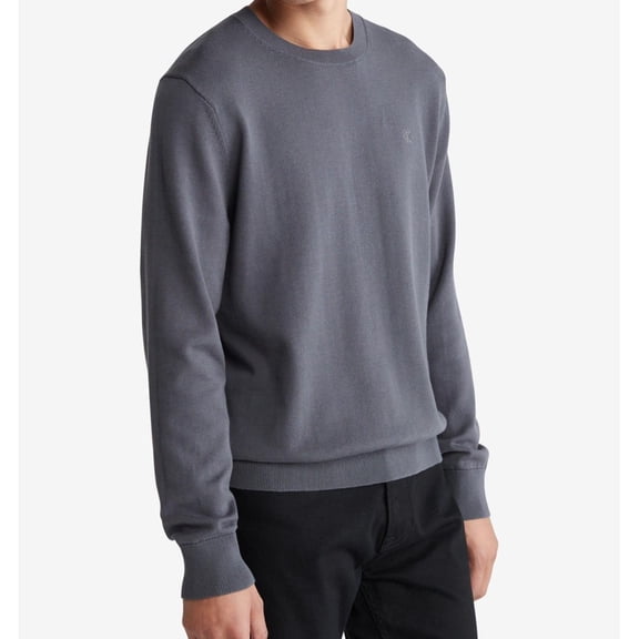 Calvin Klein Mens Monogram Logo Pullover Sweater, Grey, XX-Large