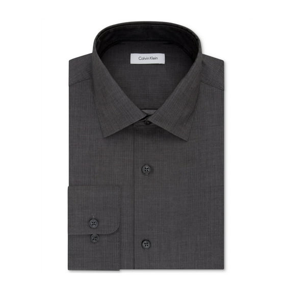 Calvin Klein Men's Steel Classic Fit Non Iron Performance Herringbone Spread Collar Dress Shirt Gray Size 14.5X32X33