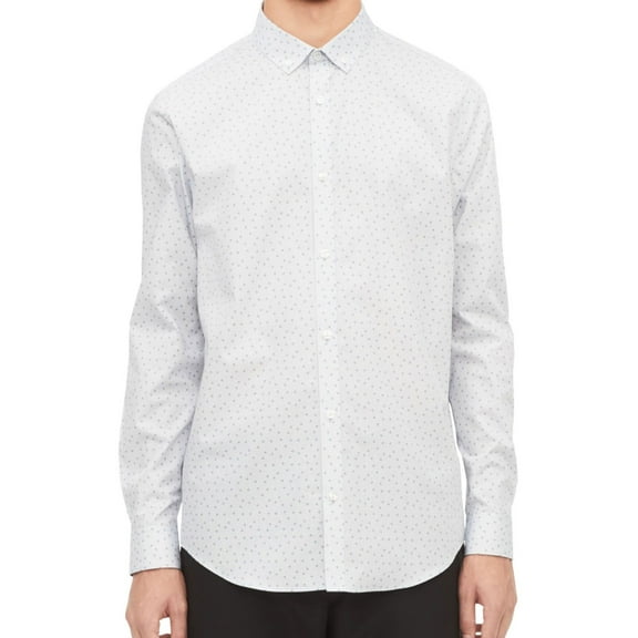 Calvin Klein Mens Non Iron Triangle Button Up Shirt, Blue, XX-Large