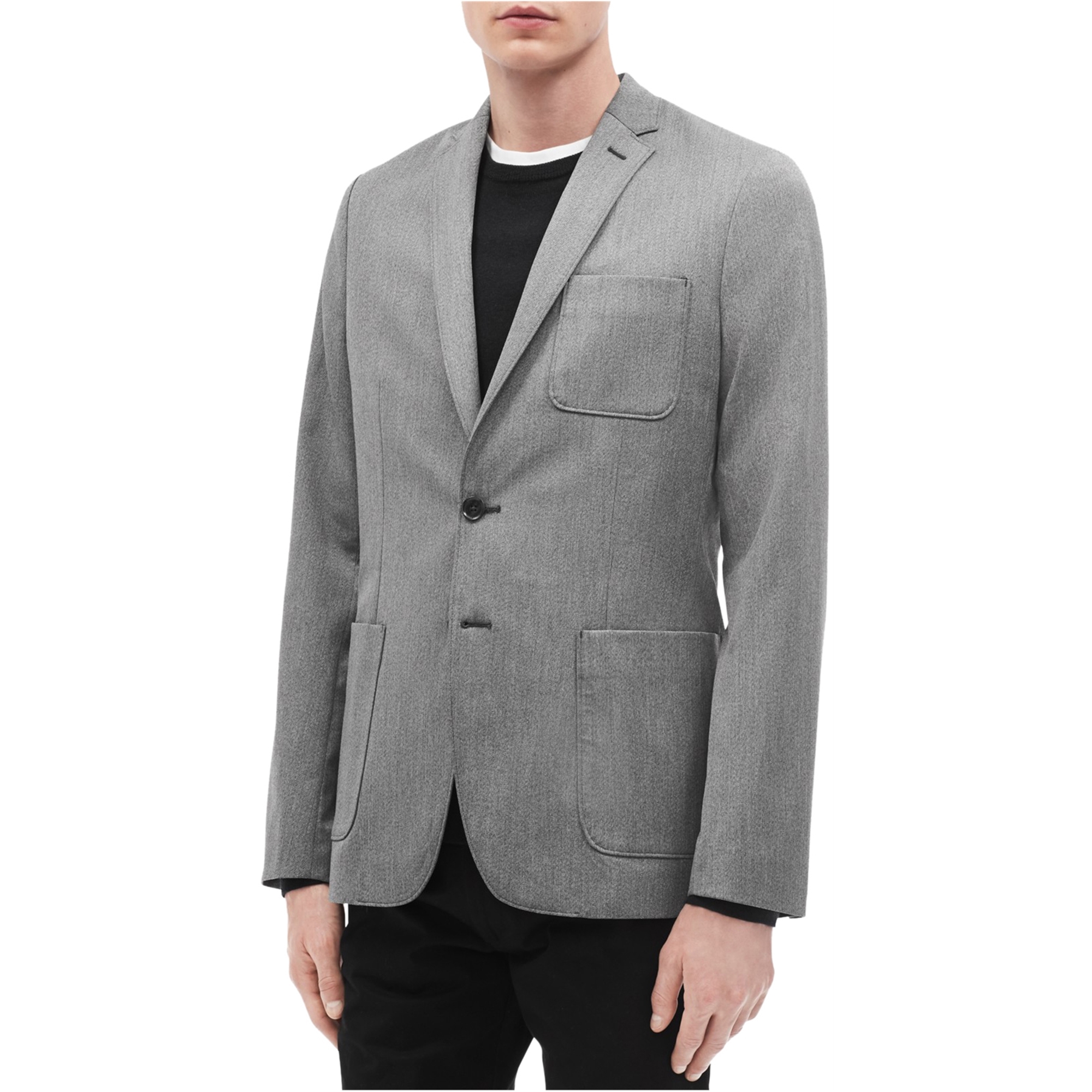 Calvin Klein Mens Patch Pocket Blazer Jacket, Grey, Small (Regular)