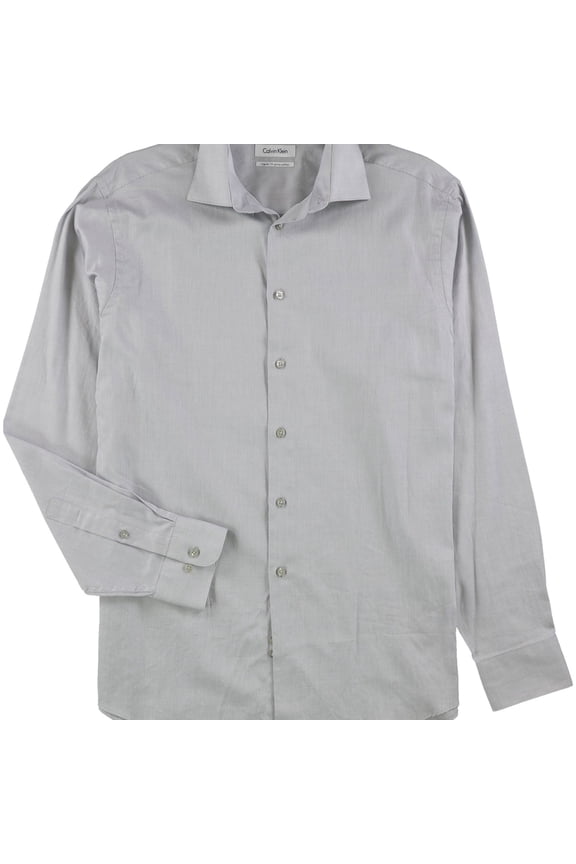 Mens Pima Cotton Button Down Dress Shirt, Grey, 15.5" Neck 34"-35" Sleeve