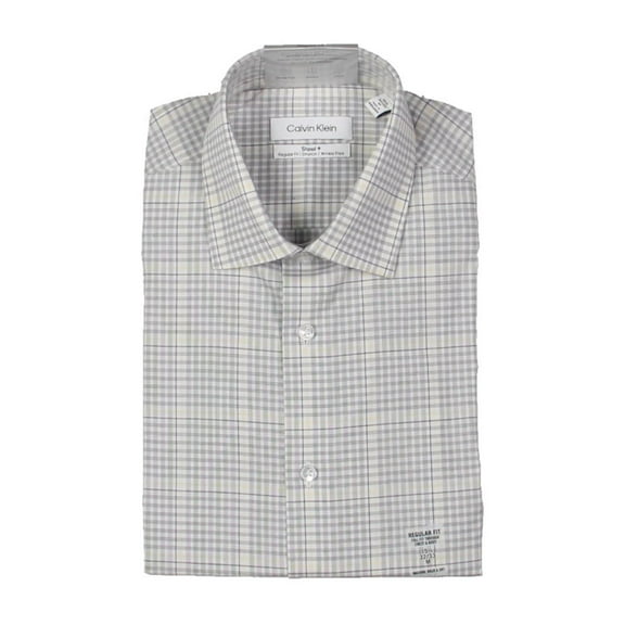 Calvin Klein Mens Plaid Stretch Button-Down Shirt