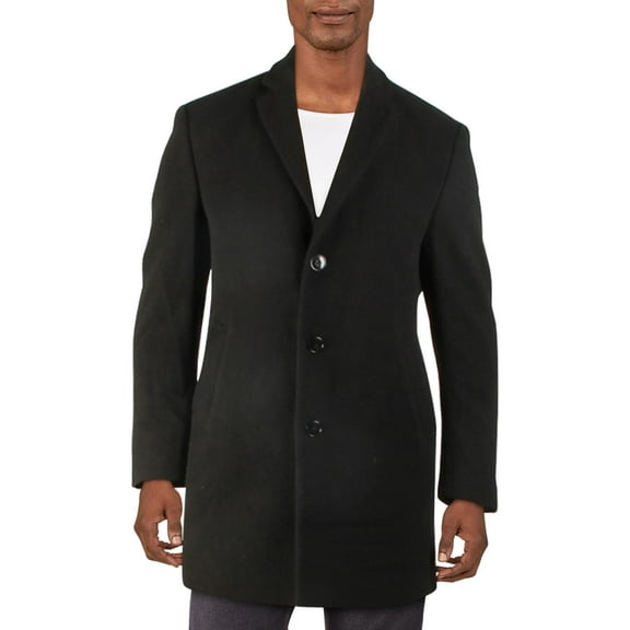 Calvin Klein Mens Wool Prosper Slim Fit Overcoat Coat 44R Black