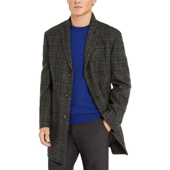 Calvin Klein Mens Prosper Wool Blend Slim Fit Top Coat Gray 48L