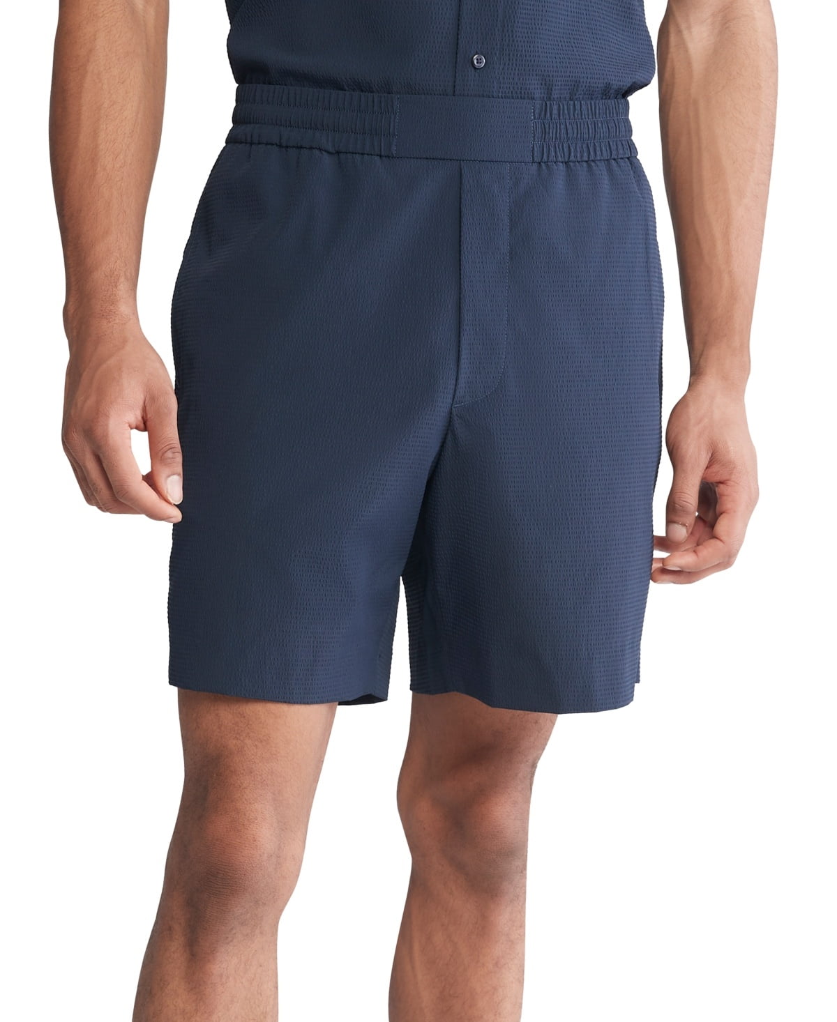 Calvin Klein Mens Regular fit Casual Textured Shorts Large Blue Solid