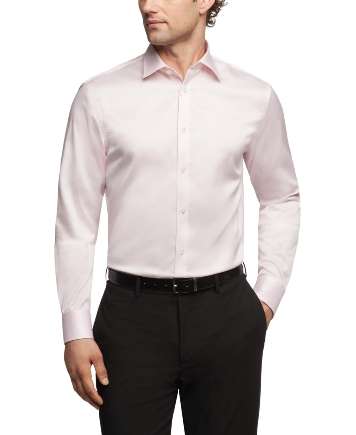 Calvin Klein Mens Regular fit Dress Shirt Medium 15.5 in 34-35 Light Pink Solid
