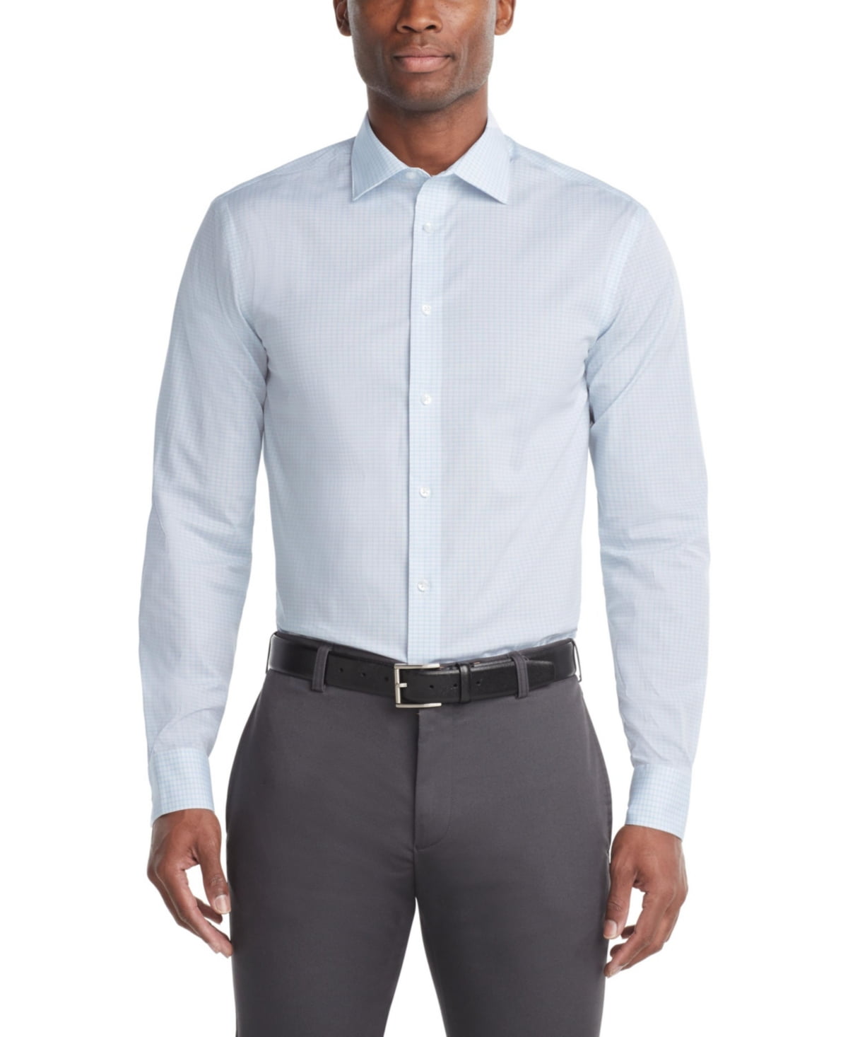 Calvin Klein Mens Regular fit Dress Shirt Medium 15 in 32-33 Light Blue Check