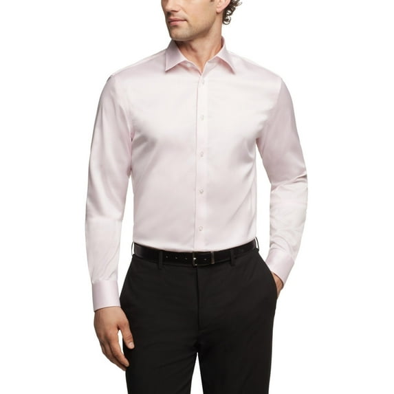 Calvin Klein Mens Regular fit Dress Shirt XL 17 in 32-33 Light Pink Solid
