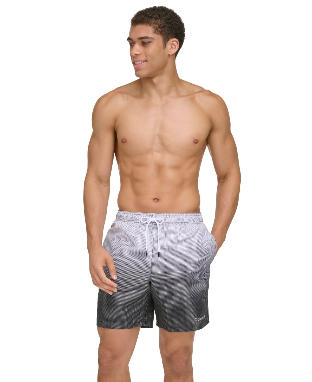Calvin Klein Mens Regular fit Swim Trunks Swimwear Large Black Polka Dot Ombre