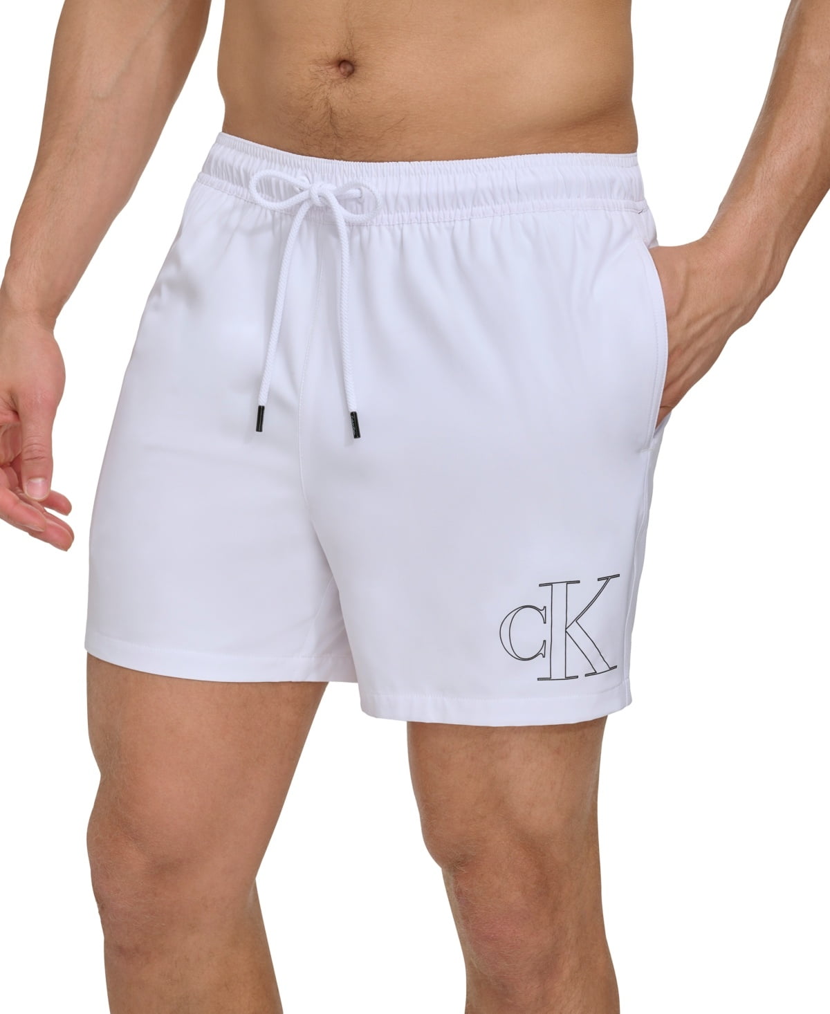 Calvin Klein Mens Regular fit Swim Trunks Swimwear XL White Solid