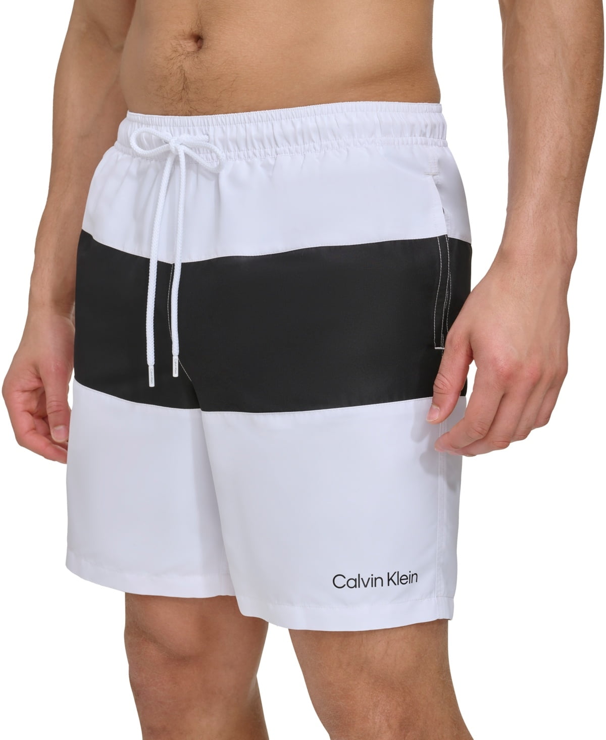 Mens Regular fit Swim Trunks Swimwear XXL / 7 Inseam White Striped
