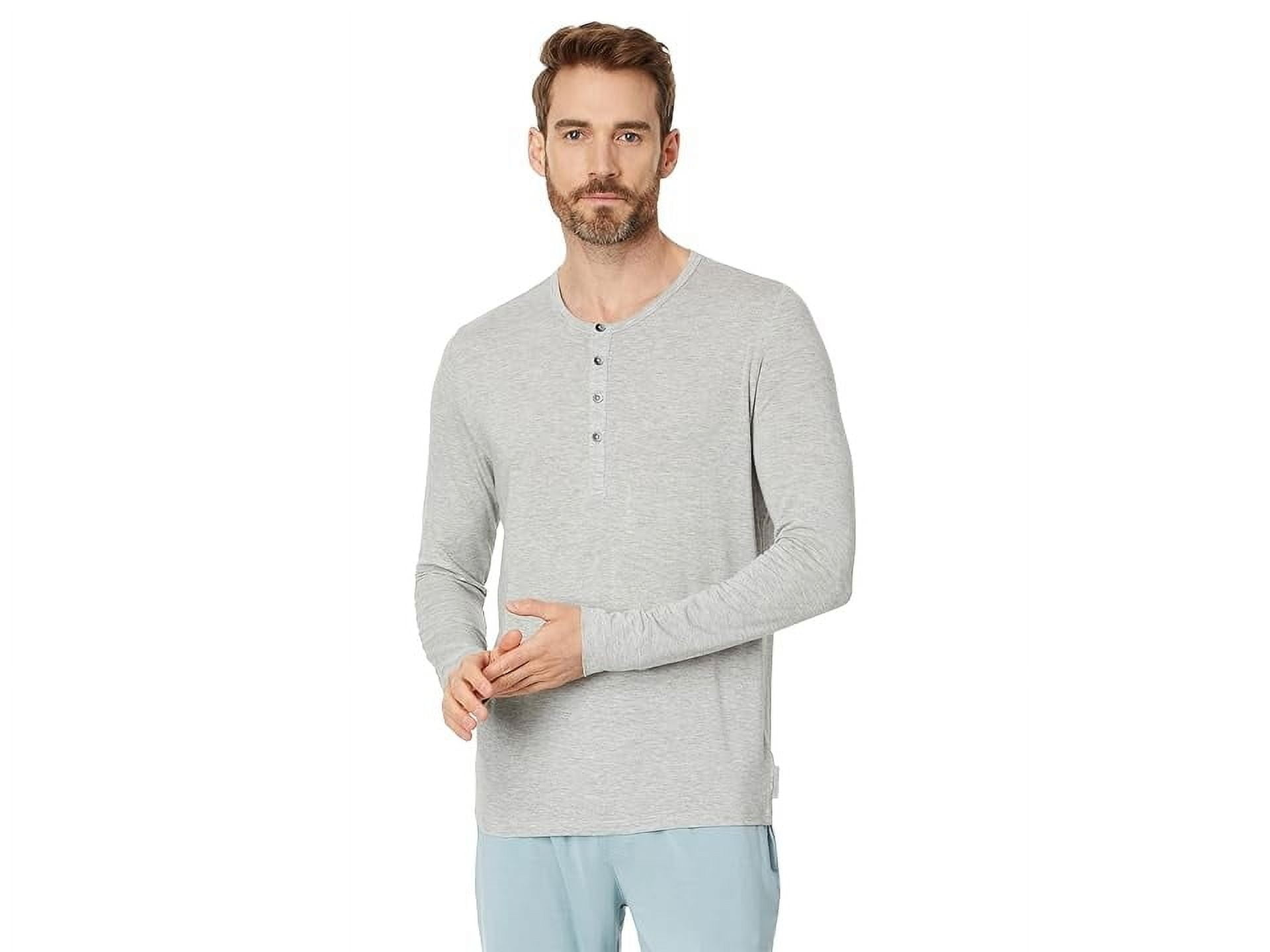 Calvin Klein Mens Regular fit Long Sleeve T-Shirt Pajamas Large Light Grey