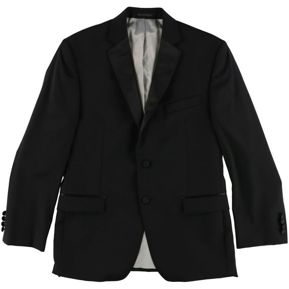 Calvin Klein Mens Single Breasted Two Button Blazer Jacket, Black, 37 Short