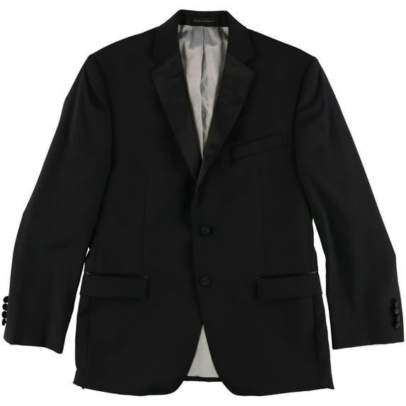Calvin Klein Mens Single Breasted Two Button Blazer Jacket, Black, 44 Regular