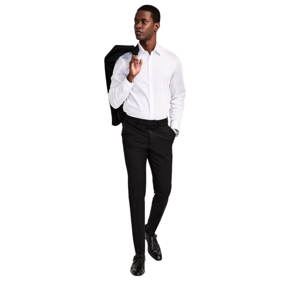 Calvin Klein Mens Skinny fit Dress Pants 36 / 32 Black Solid Wool
