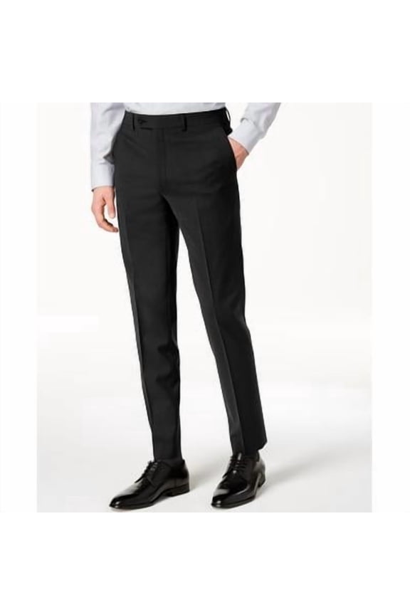Mens Skinny fit Dress Pants 40 / 32 Black Solid Stretch Wool
