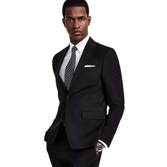 Calvin Klein Mens Skinny fit Wool Suit Jacket Blazer 43 R Black Solid Stretch