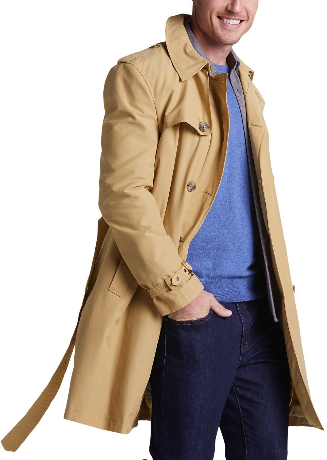 Calvin Klein Mens Double Breasted Trench Coat 44 Short Tan - NWT $395 - Walmart.com