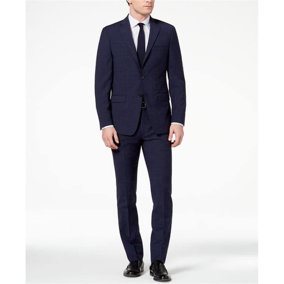 Calvin Klein Mens Slim-Fit Dress Pants Slacks, Blue, 35W x UnfinishedL