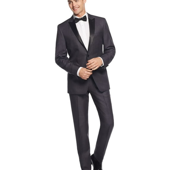 Calvin Klein Mens Slim-Fit Dress Pants Slacks, Grey, 39W x UnfinishedL