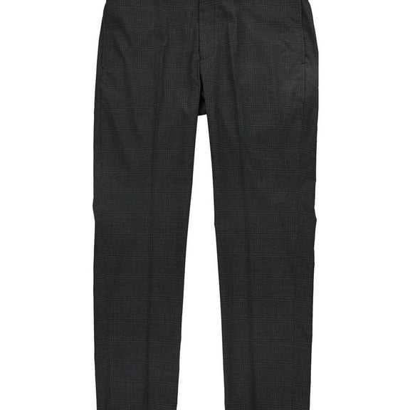 Calvin Klein Mens Slim Fit Plaid Dress Pants Slacks, Grey, 33W x 32L