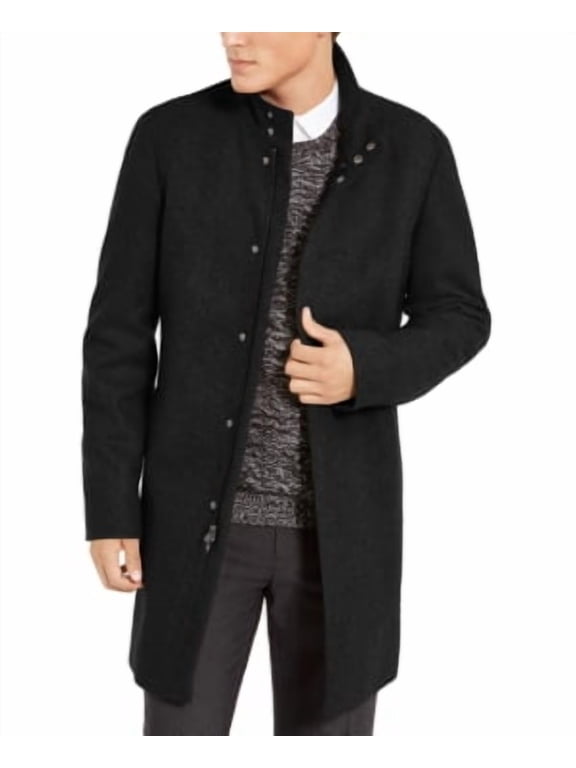 Mens Slim-Fit Mayden Wool Overcoat Coat 36S Black
