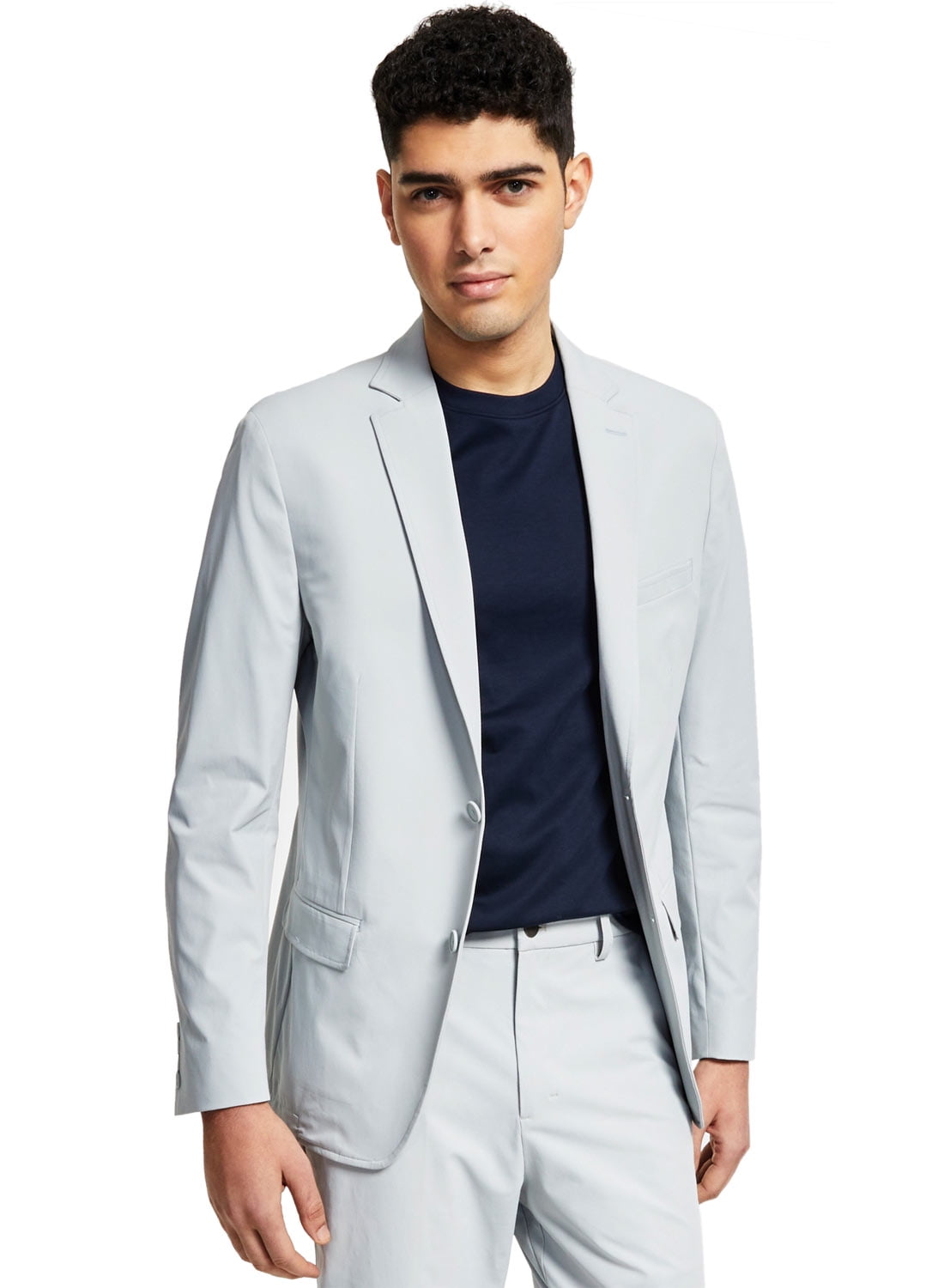 Calvin Klein Mens Slim Fit Stretch Solid Sport Coat 42 Long Light Grey NWT
