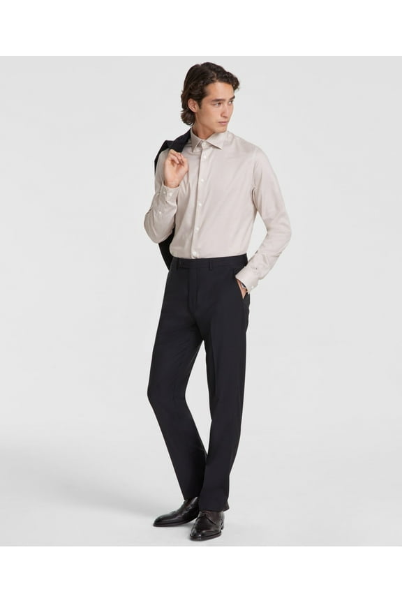 Men's Slim-Fit Wool-Blend Stretch Suit Dress Pants 34 / 30 Black