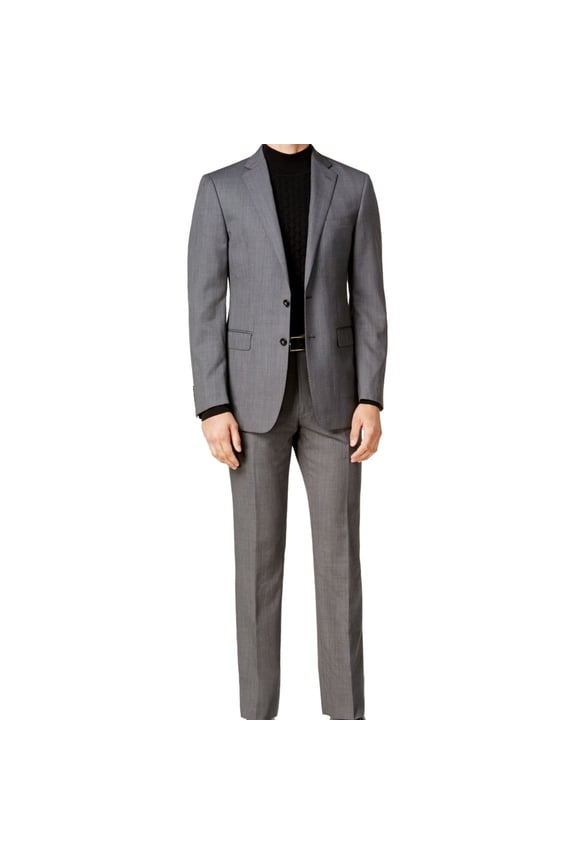 Mens Slim Fit Two Button Blazer Jacket, Grey, 40 Short