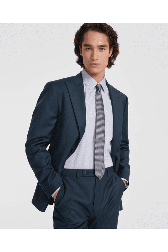 Mens Slim-Fit Wool-Blend Suit Green 46R