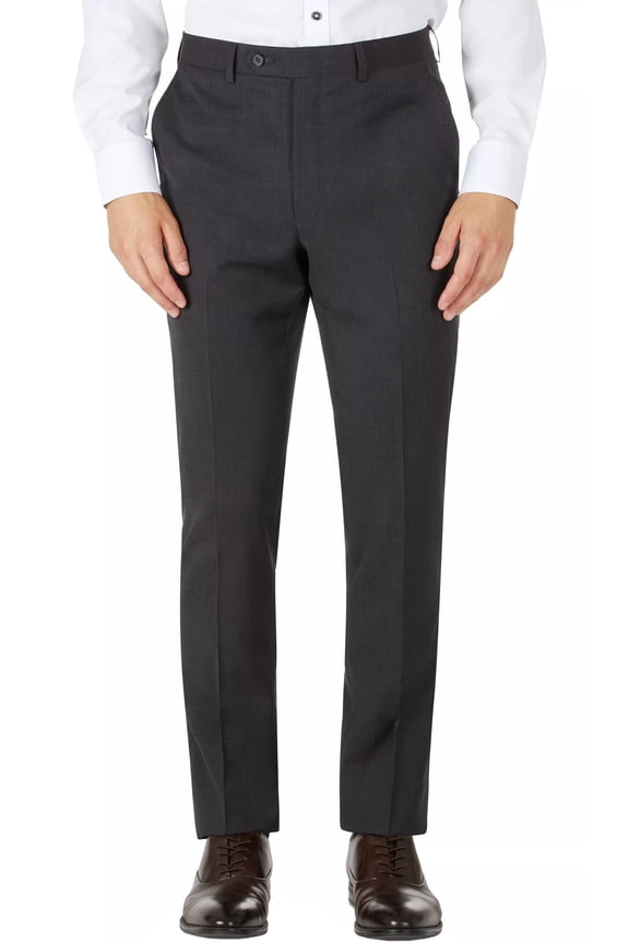 Mens Slim-Fit Wool Mini Check Dress Pants 34W x 32L Black/Brown NWT