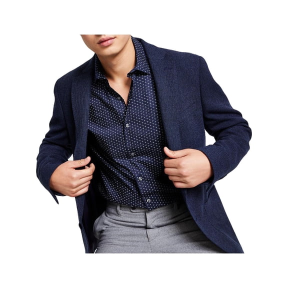 Calvin Klein Mens Slim fit Sport Coat Blazer 38 R Navy Blue Solid Wool