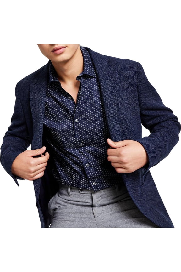 Mens Slim fit Sport Coat Blazer 38 R Navy Blue Solid Wool