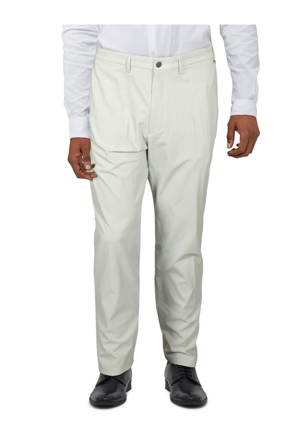 Men's Slim Fit Tech Solid Performance Dress Pants Light Grey 42x30