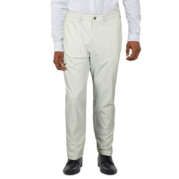 Men's Slim Fit Tech Solid Performance Dress Pants Light Grey 42x30