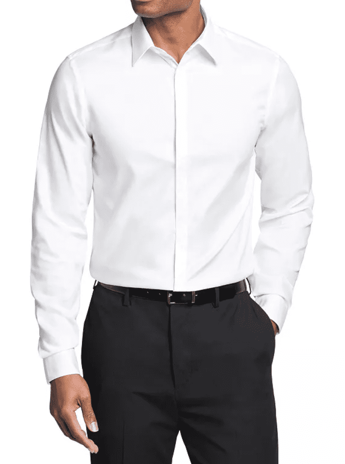 Calvin Klein Mens Slim fit 34-35 Button-Up Shirt Large White Solid