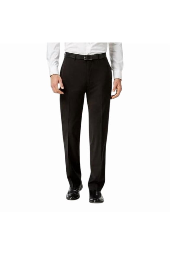 Mens Slim fit Wool Dress Pants 38 / 30 Black Solid