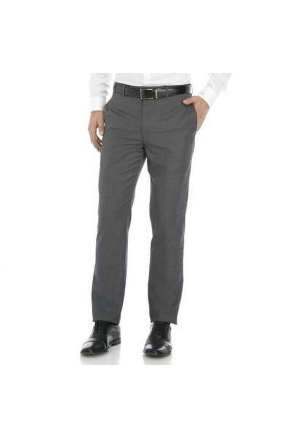 Mens Slim fit Dress Pants 30 / 32 Charcoal Grey Solid Stretch Wool