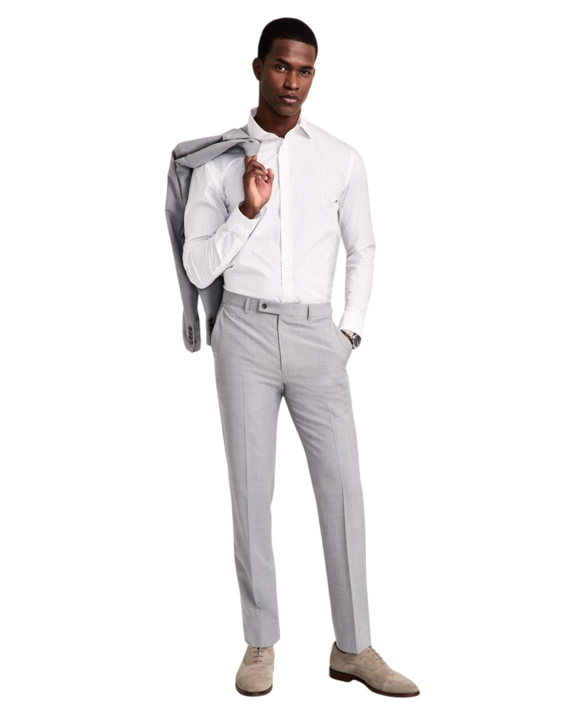 Calvin Klein Men's Slim-Fit Wool-Blend Stretch Suit Pants - Light Grey