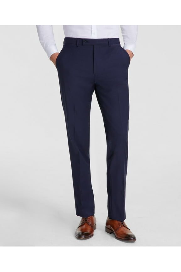 Mens Slim fit Dress Pants 32 / 30 Navy Blue Solid Stretch