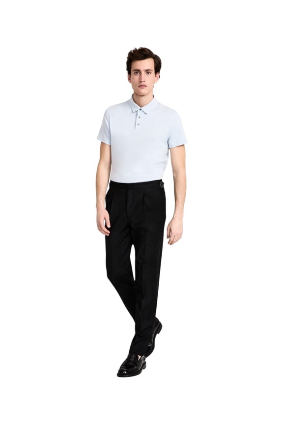 Mens Slim fit Dress Pants 33 / 30 Black Solid Stretch Wool