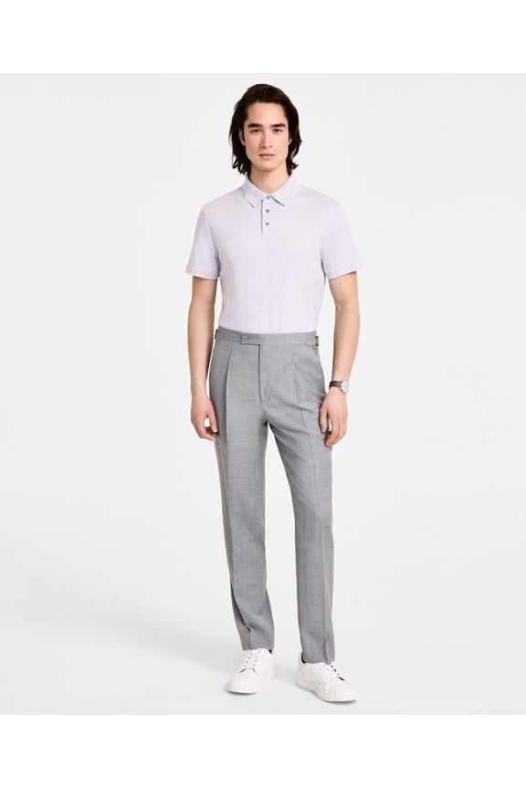 Mens Slim fit Dress Pants 34 / 32 Grey Solid Stretch Wool