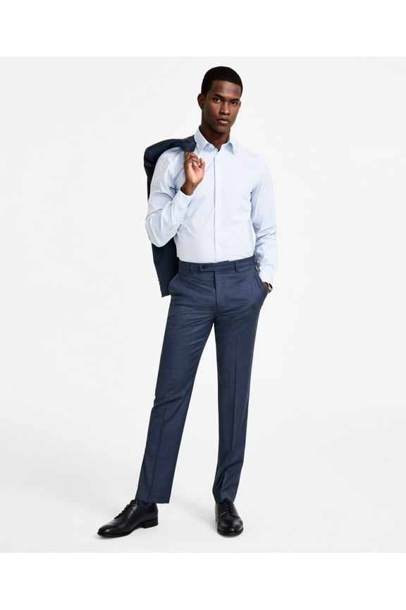 Mens Slim fit Dress Pants 34 / 32 Navy Blue Solid Stretch